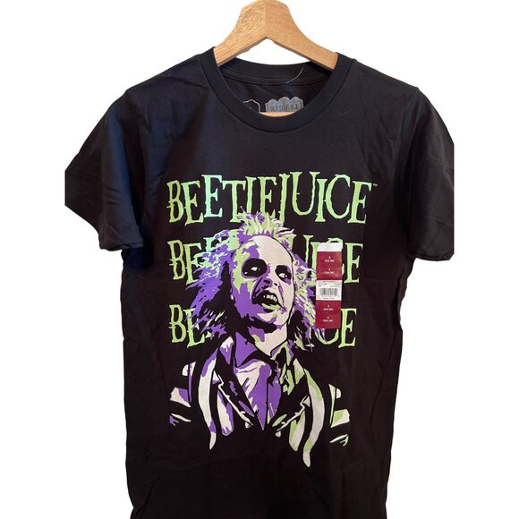 Beetlejuice Graphic Black Short Sleeve T-Shirt Unisex Size S Halloween Tee - Picture 2 of 4